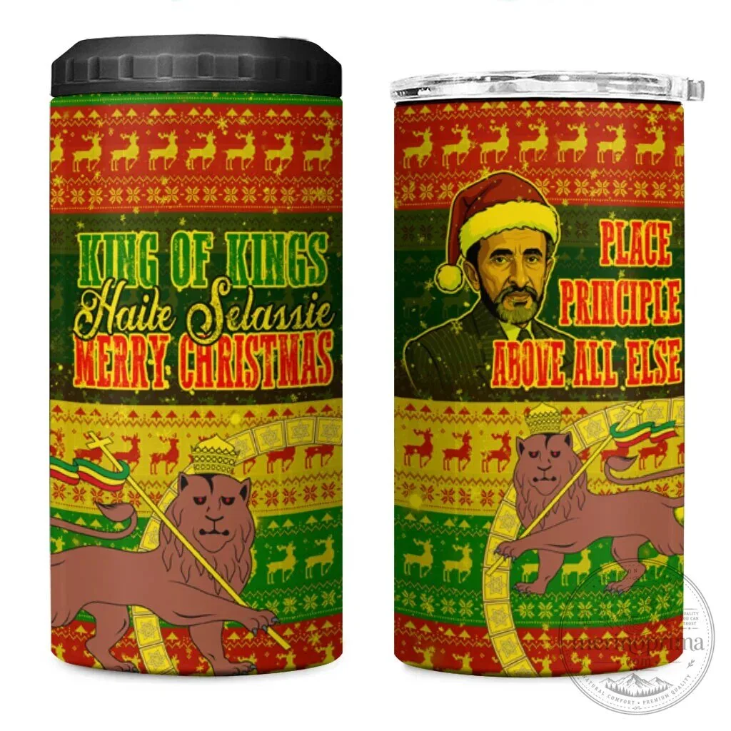 Haile Selassie King of Kings Merry Christmas Ugly Sweater Pattern Tumbler
