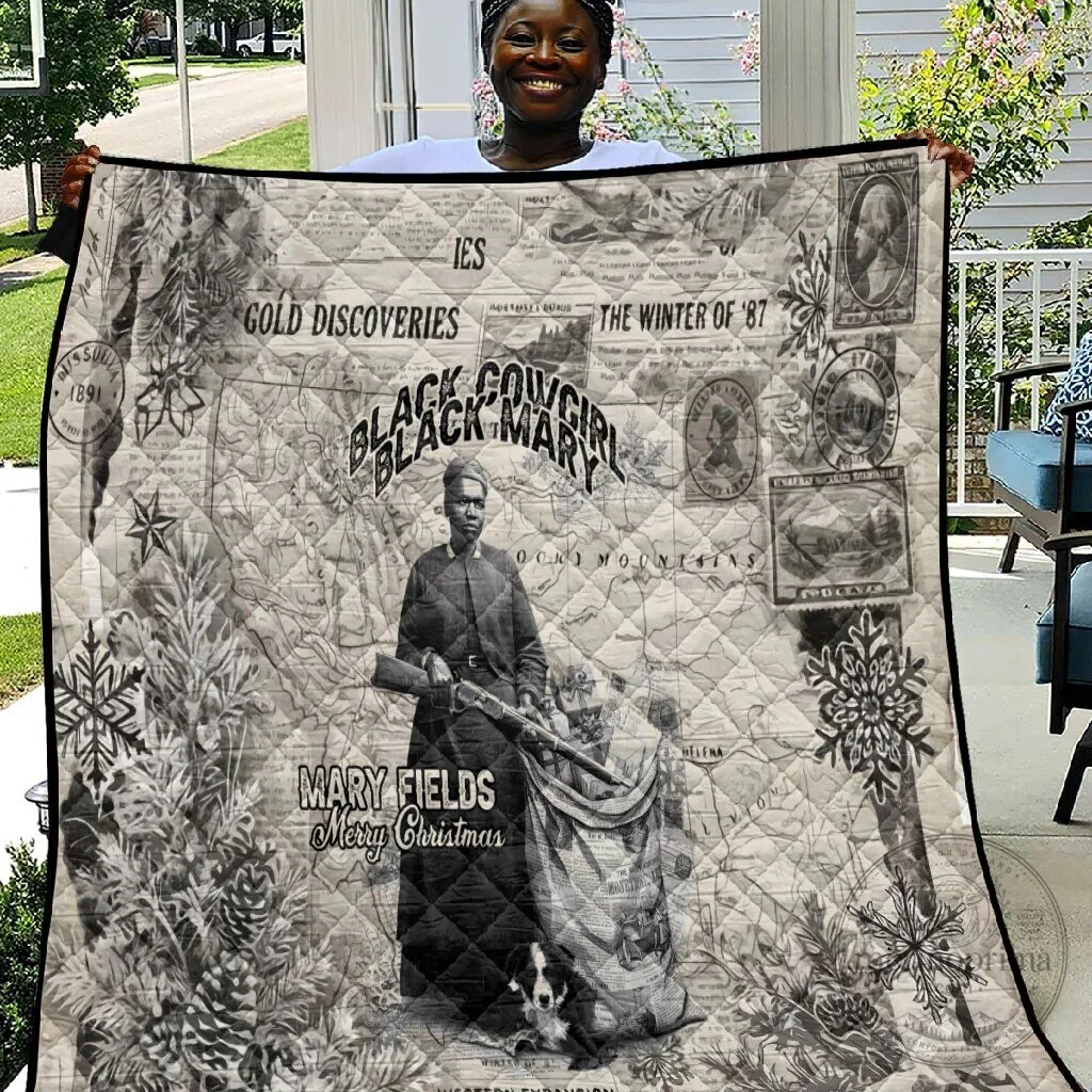 Mary Fields Black Cowgirl Stagecoach Mary Christmas Vintage Western Quilt Blanket