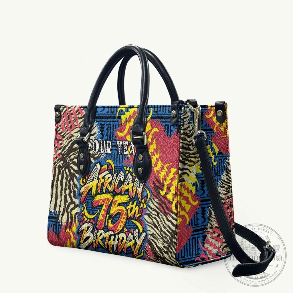 Personalized African 75th Birthday Colorful Tribal Striped Heritage Art Handbag 4 Personalized African 75th Birthday Colorful Tribal Striped Heritage Art Handbag