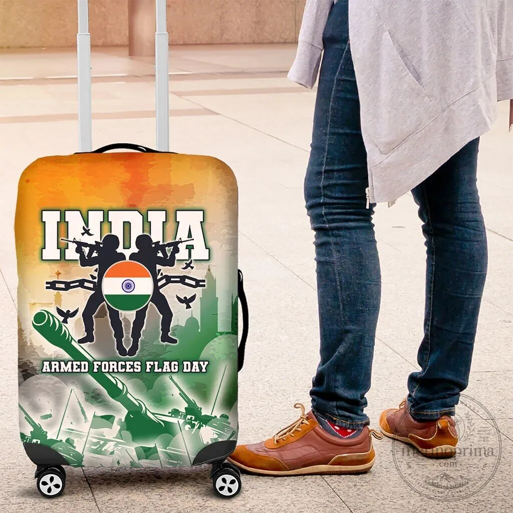 India Armed Forces Flag Day Military Silhouette Suitcase Luggage Cover