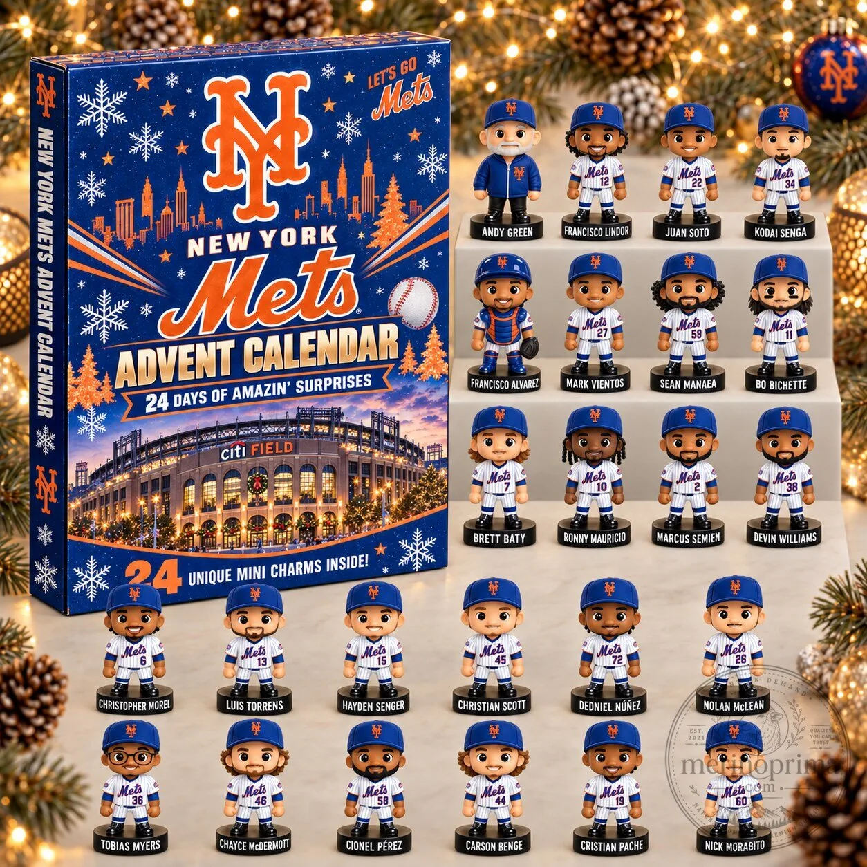 New York Mets Baseball Team Advent Calendar with 24 Mini Figurines