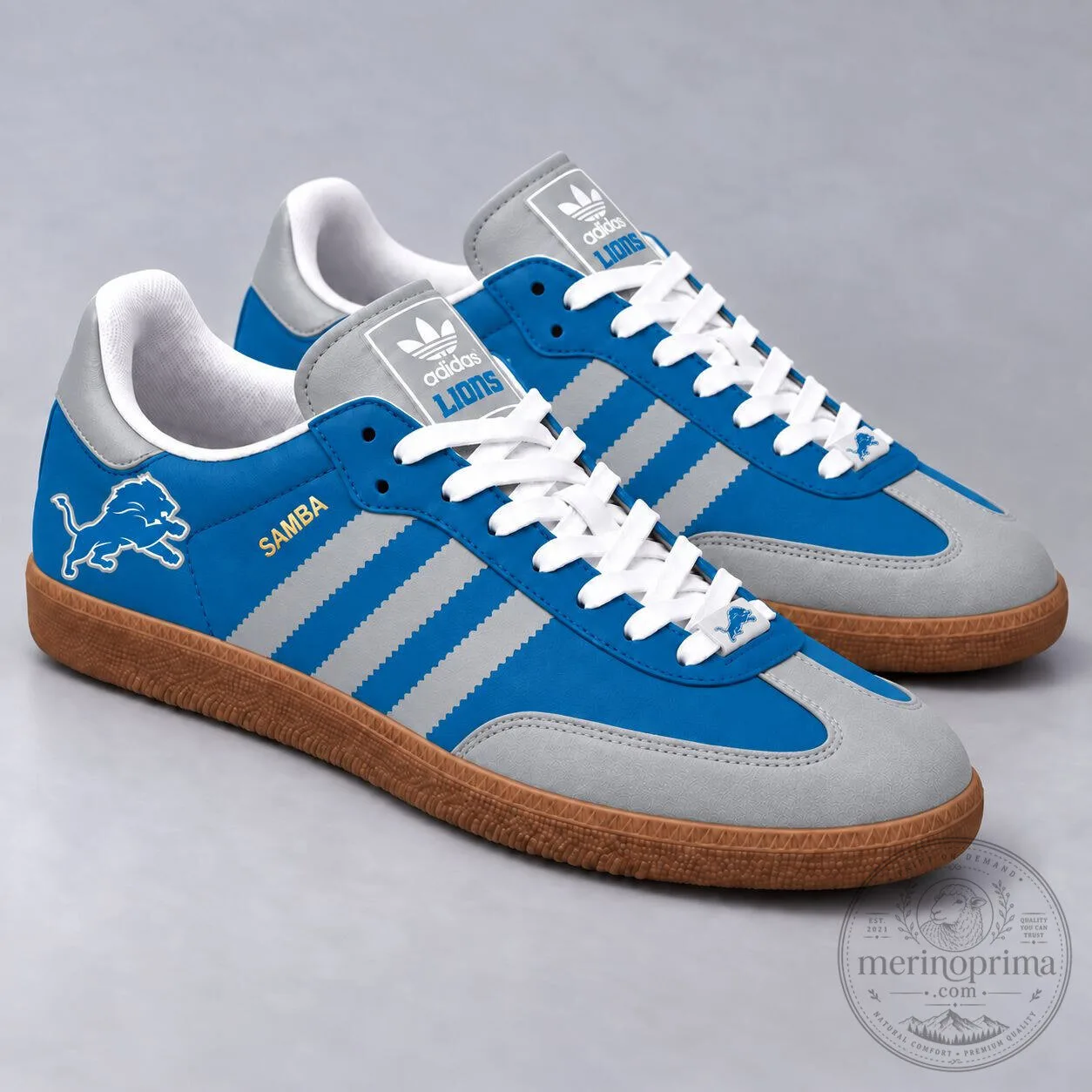 Detroit Lions NFL Team Logo Samba Style Low Top Sneakers for Men and Women