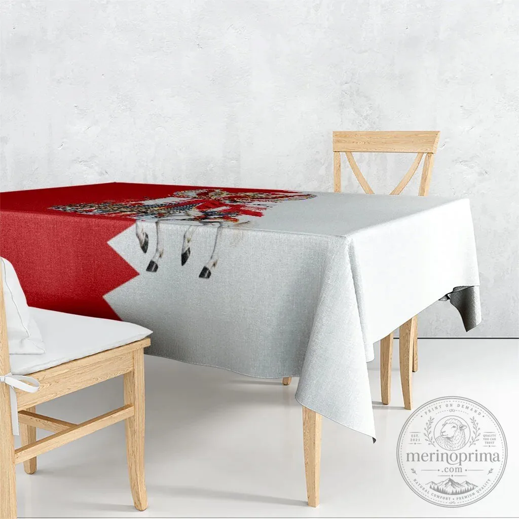 Bahrain National Day Cultural Emblem Flag Horse Knight Tablecloth 13 Bahrain National Day Cultural Emblem Flag Horse Knight Tablecloth