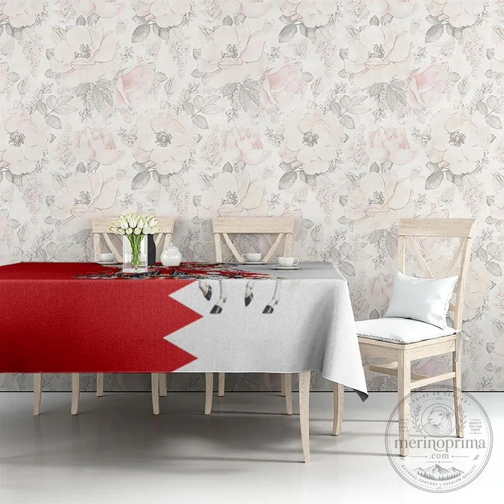 Bahrain National Day Cultural Emblem Flag Horse Knight Tablecloth 15 Bahrain National Day Cultural Emblem Flag Horse Knight Tablecloth