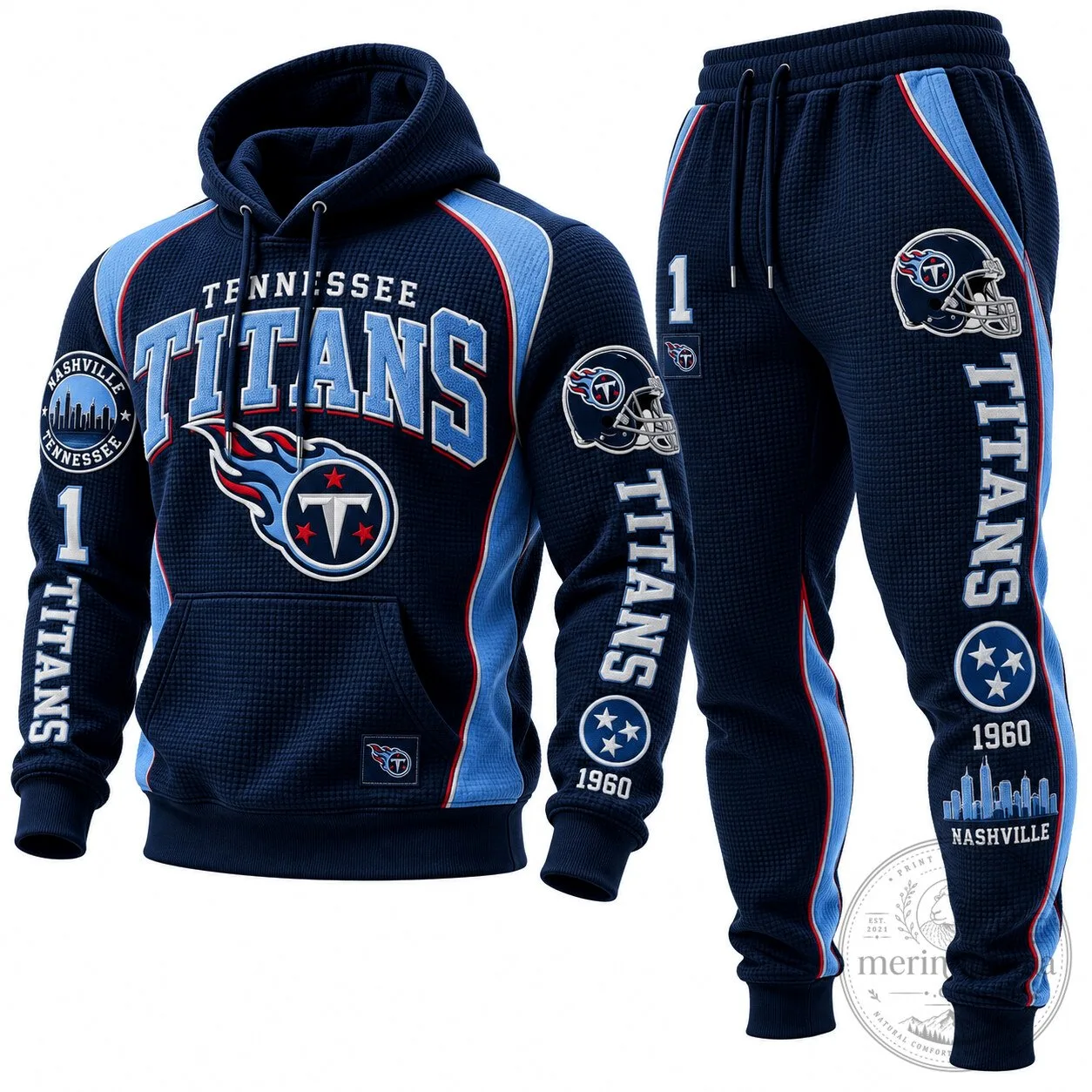 Tennessee Titans NFL Football Team Waffle Knit Hoodie for Men