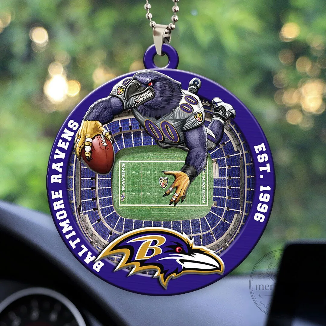 Baltimore Ravens Football Team Stadium Logo Car Hanging Ornament