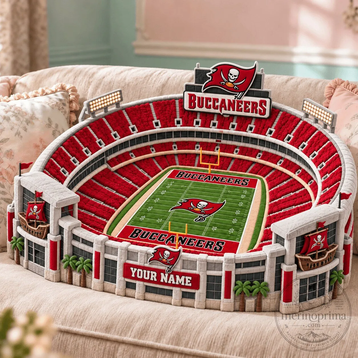 Tampa Bay Buccaneers Raymond James Stadium Personalized Decorative Pillow