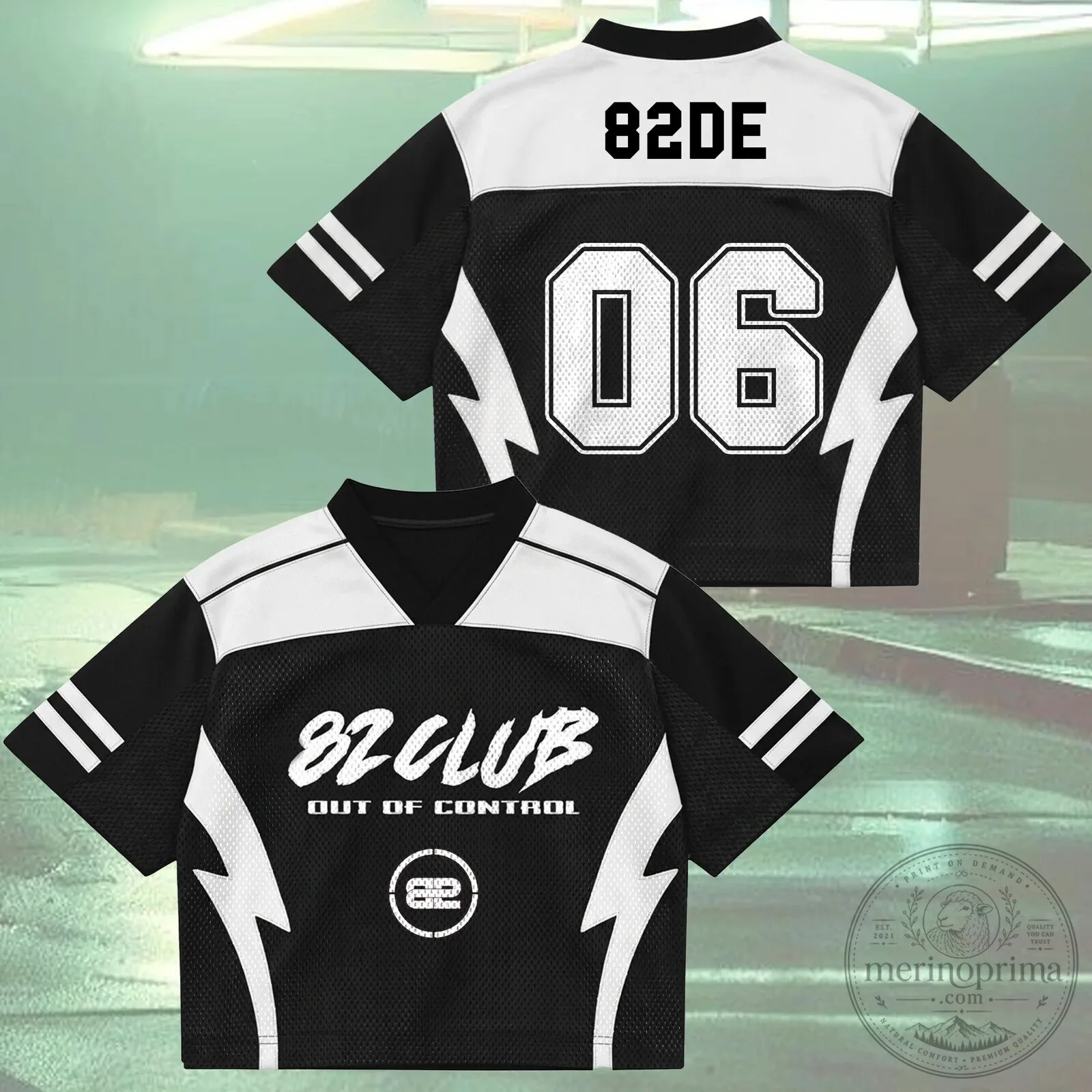 82DE 82CLUB Out Of Control K-Pop Music Band Football Jersey