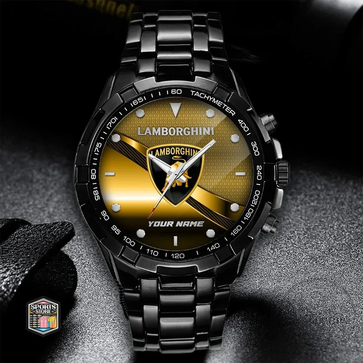 Lamborghini Custom Name Gold and Black Elegant Fashion Design Watch 13 Lamborghini Custom Name Gold and Black Elegant Fashion Design Watch