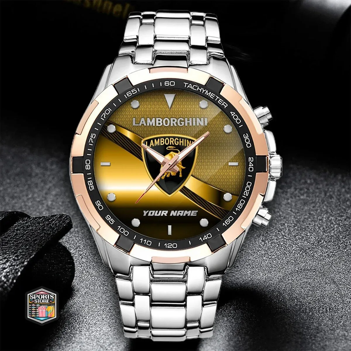 Lamborghini Custom Name Gold and Black Elegant Fashion Design Watch 14 Lamborghini Custom Name Gold and Black Elegant Fashion Design Watch