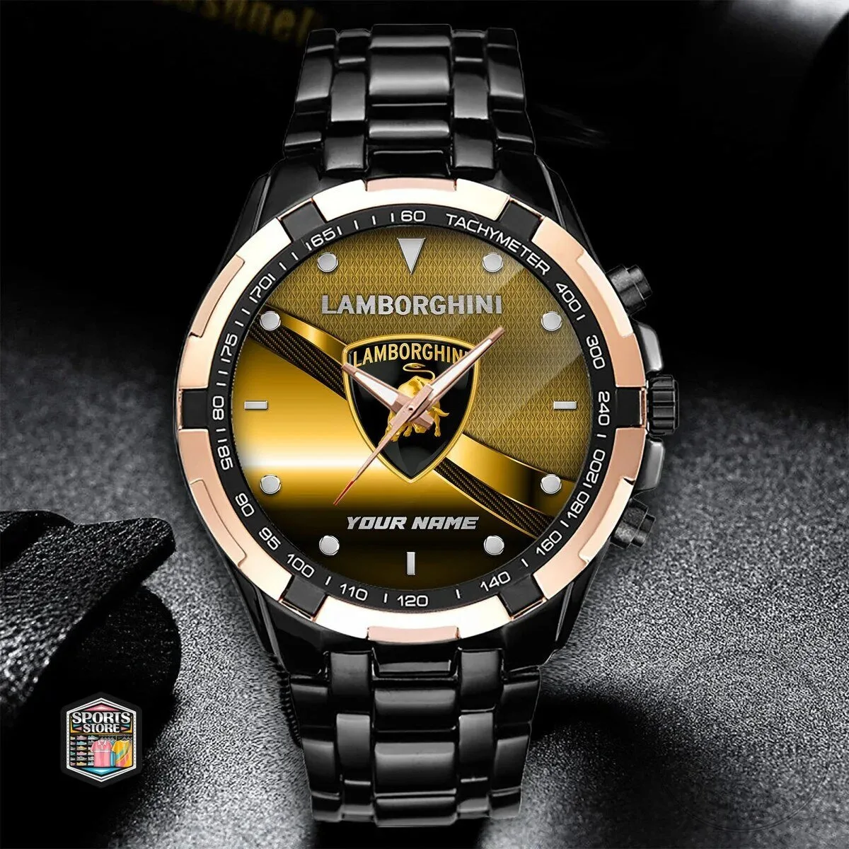 Lamborghini Custom Name Gold and Black Elegant Fashion Design Watch 17 Lamborghini Custom Name Gold and Black Elegant Fashion Design Watch