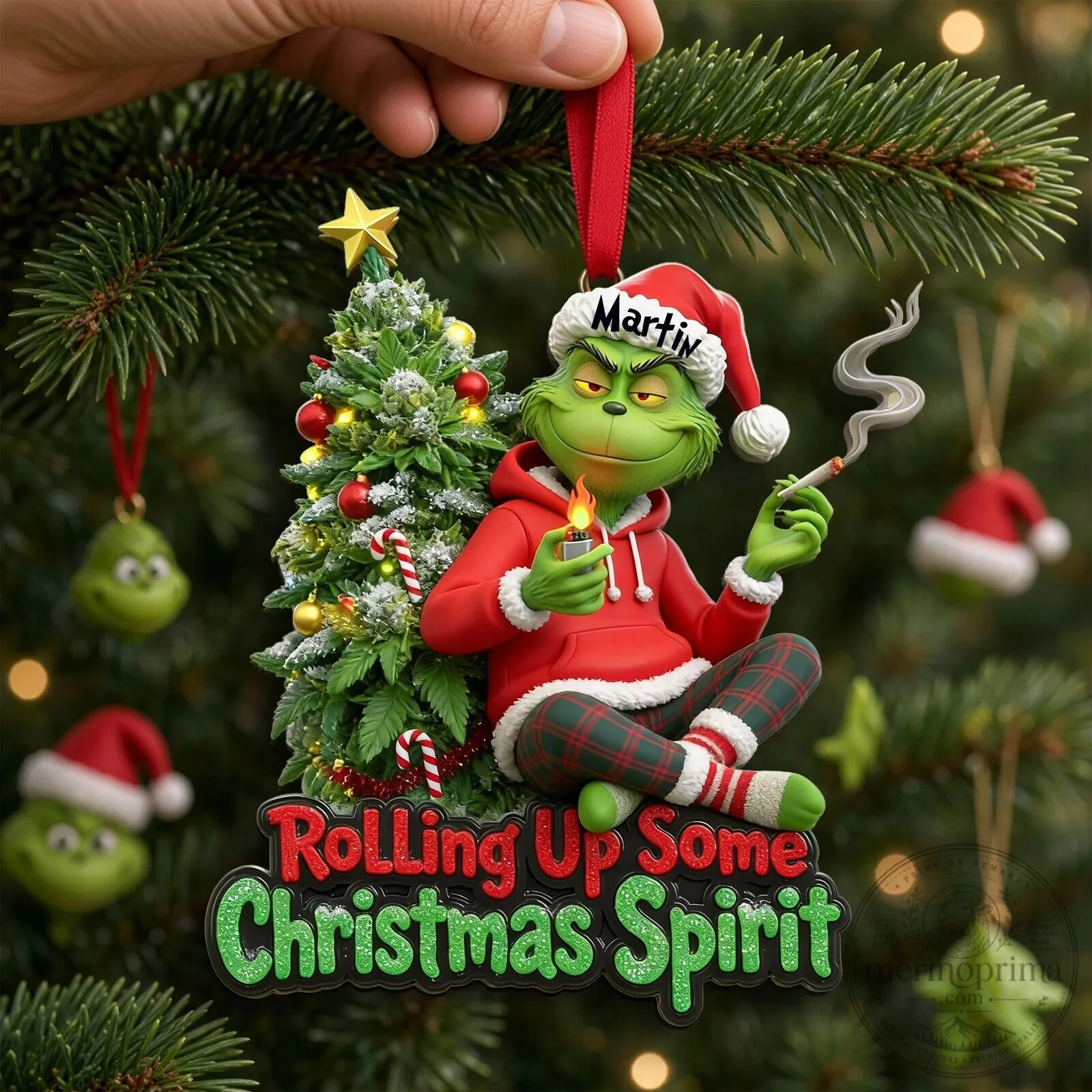 Grinch Rolling Up Some Christmas Spirit Personalized Christmas Ornament 9 Grinch Rolling Up Some Christmas Spirit Personalized Christmas Ornament