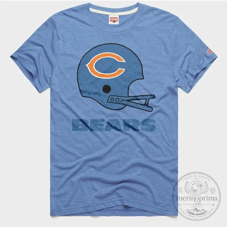 Chicago Bears Helmet Logo Light Blue Football Fan T-Shirt
