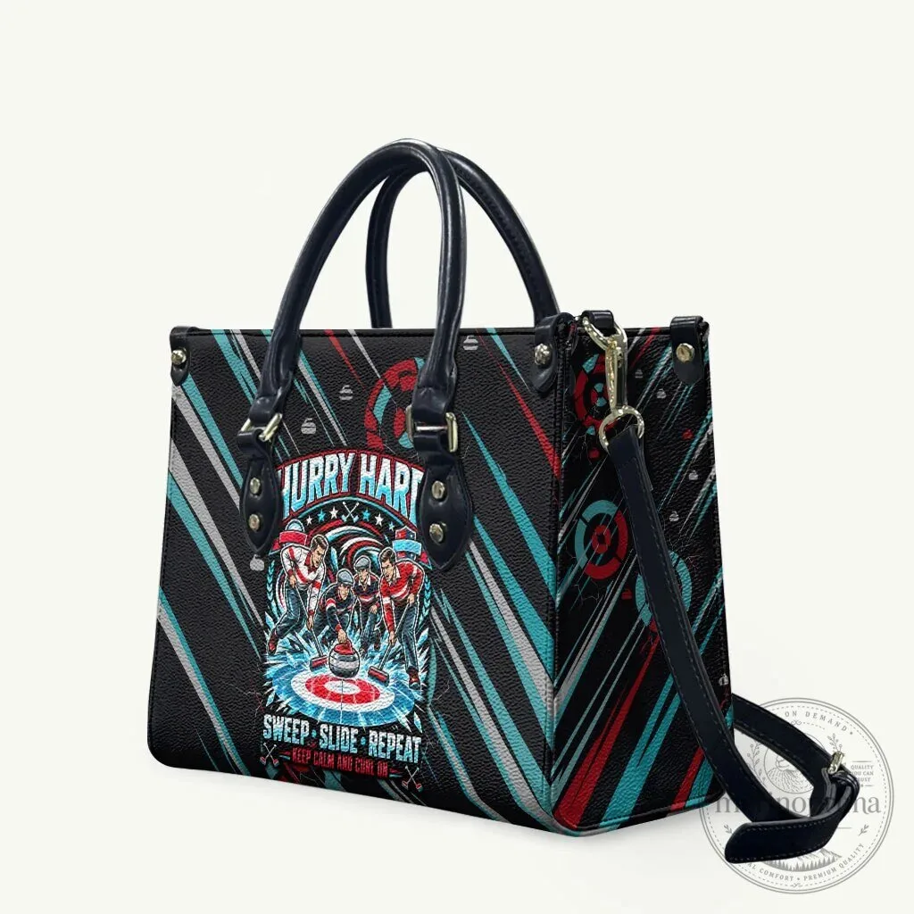 Curling My House My Rules Hurry Hard Sweep Slide Repeat Sports Quote Handbag