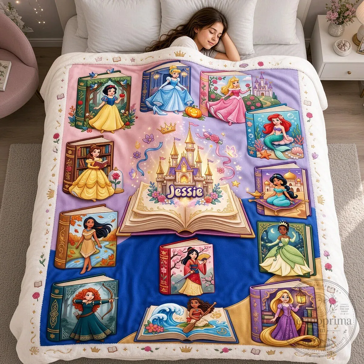 Disney Princess Storybook Personalized Castle Soft Fleece Blanket