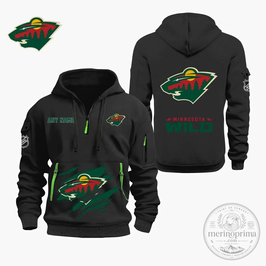 Minnesota Wild National Hockey League Quarter Zip Hoodie 2 Minnesota Wild National Hockey League Quarter Zip Hoodie