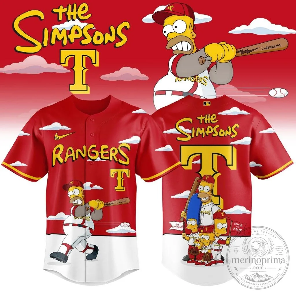 Texas Rangers Homer Simpson The Simpsons Baseball Jersey