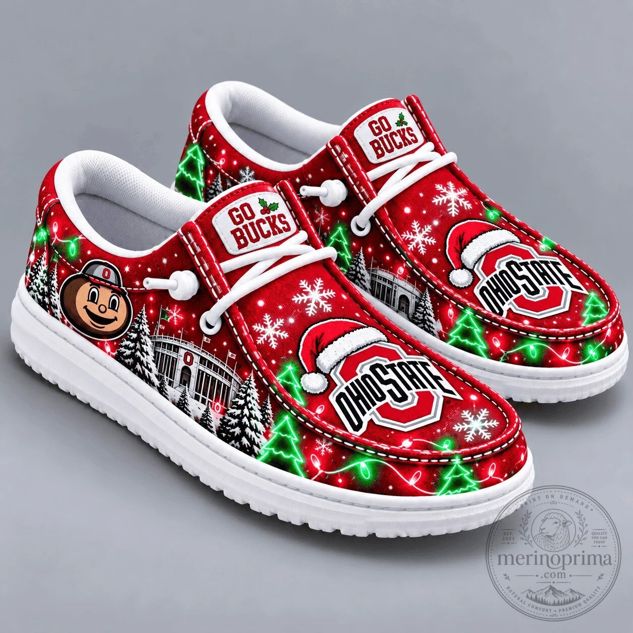 Ohio State Buckeyes Christmas Spirit Slip-On Shoes for Festive Football Fans