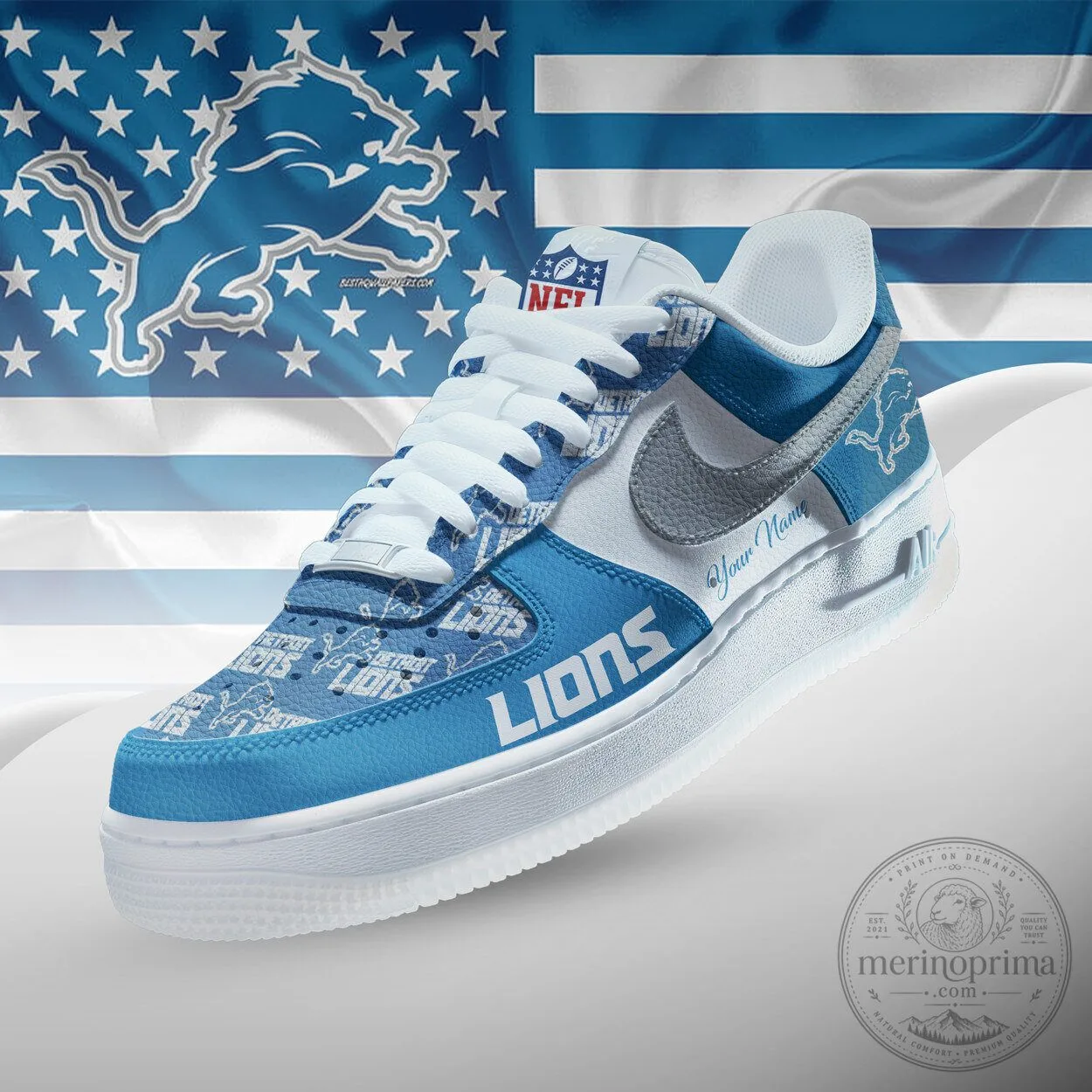 Detroit Lions NFL Team Icon Personalized Air Force 1 Shoes