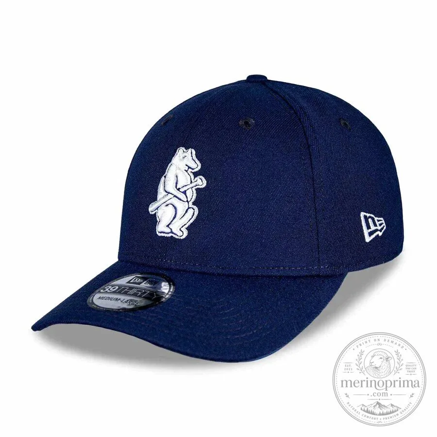 Chicago Cubs Navy Blue Bear Logo Flex Fit Baseball Cap Hat