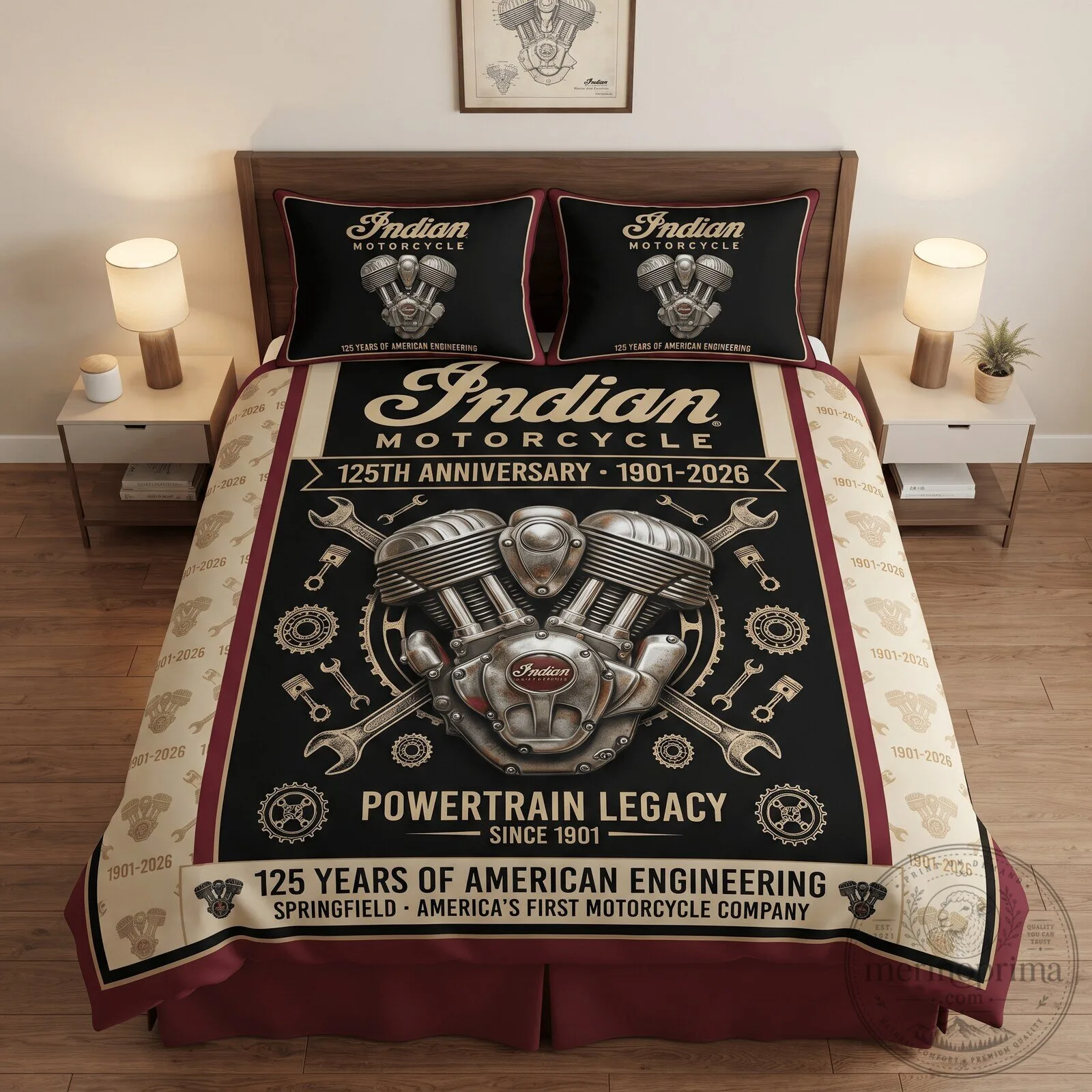 Indian Motorcycle 125th Anniversary Powertrain Legacy Bedding Set