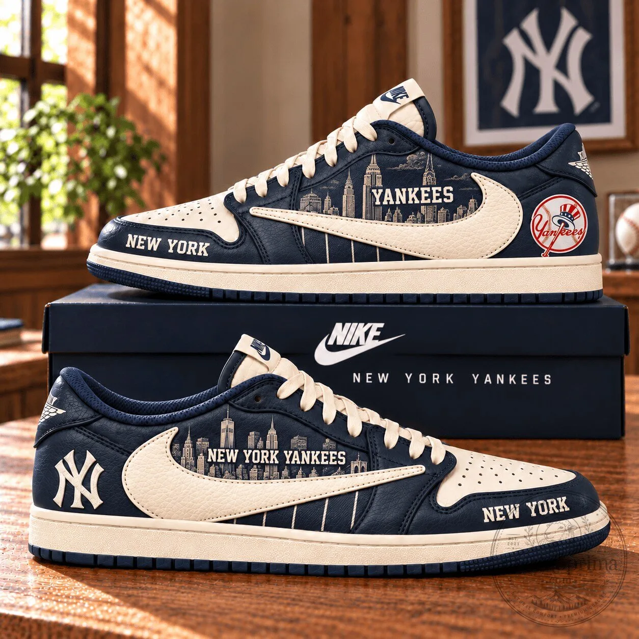 New York Yankees Navy Blue City Skyline Baseball Team Shoes