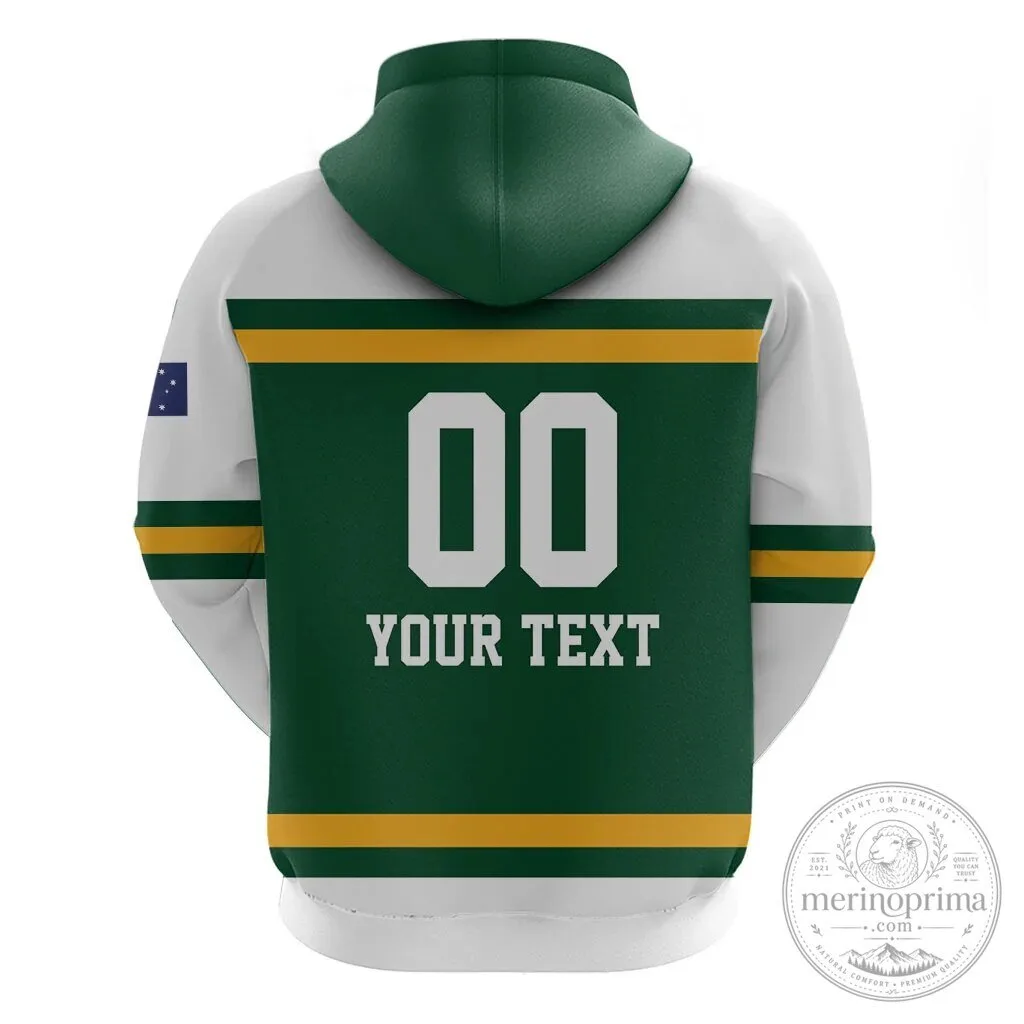 Australia National Team Green and Gold Kangaroo Hockey Style Hoodie 10 Australia National Team Green and Gold Kangaroo Hockey Style Hoodie