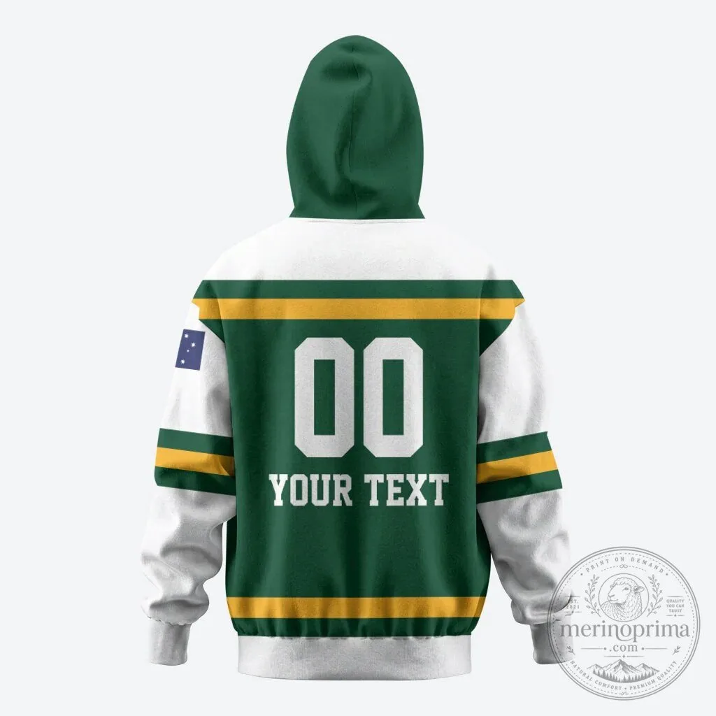 Australia National Team Green and Gold Kangaroo Hockey Style Hoodie 13 Australia National Team Green and Gold Kangaroo Hockey Style Hoodie