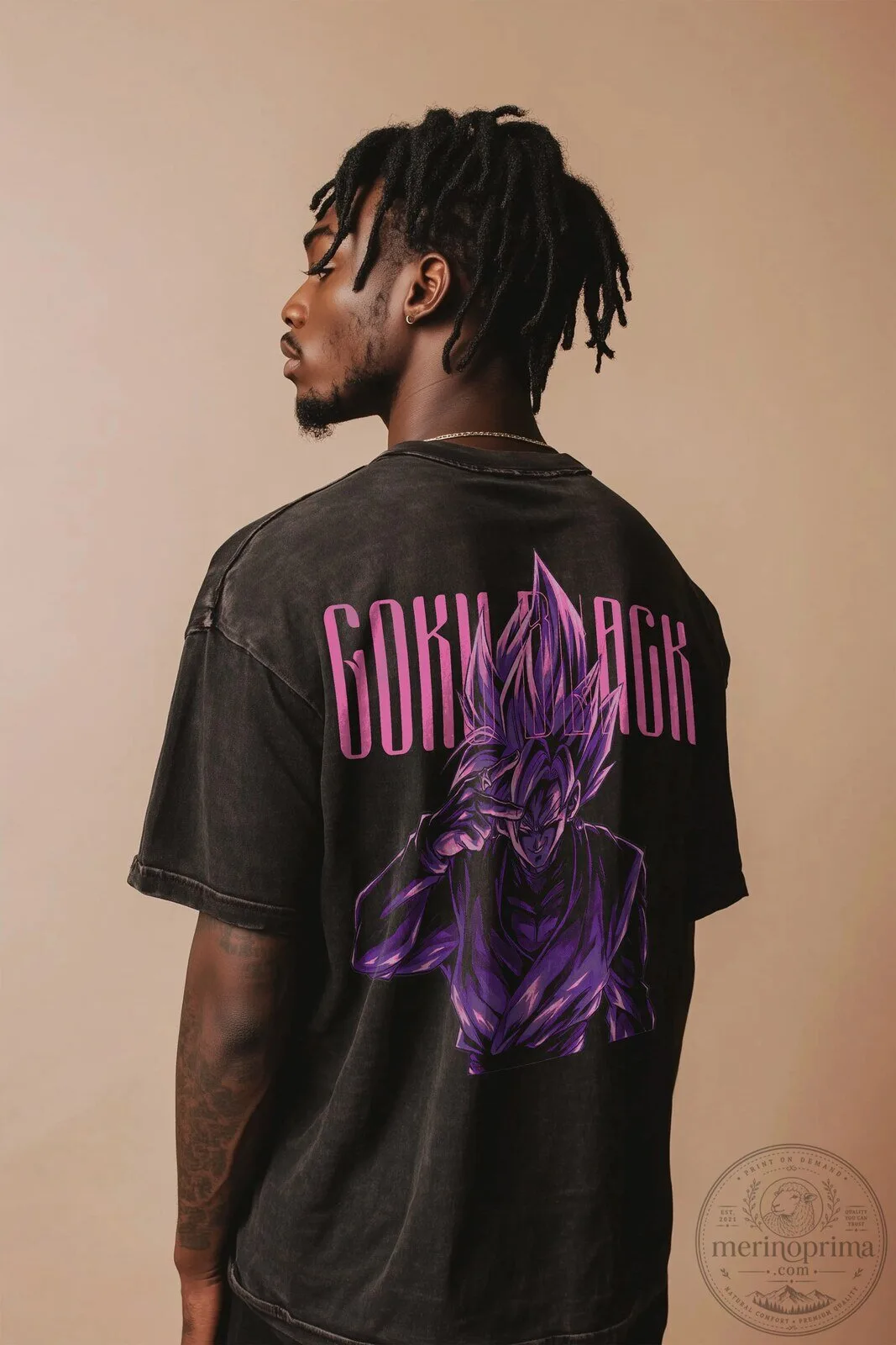 Vintage Washed T-Shirt featuring Goku Black Super Saiyan Rose from Dragon Ball Z