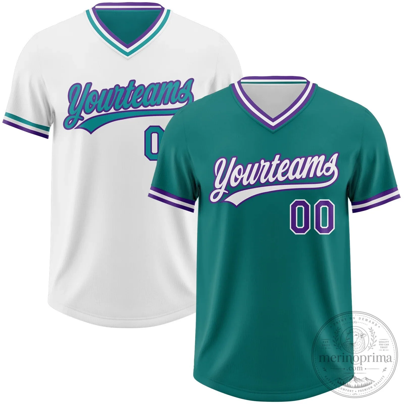 Custom Teal Purple White Reversible Pullover Baseball Jersey Shirt 2 Custom Teal Purple White Reversible Pullover Baseball Jersey Shirt