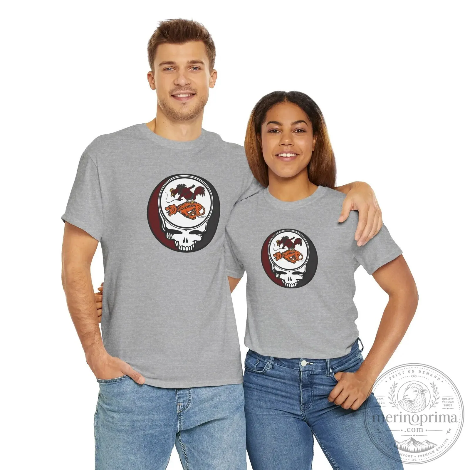 South Carolina Clemson Tigers Grateful Dead Steal Your Face Skull T-Shirt