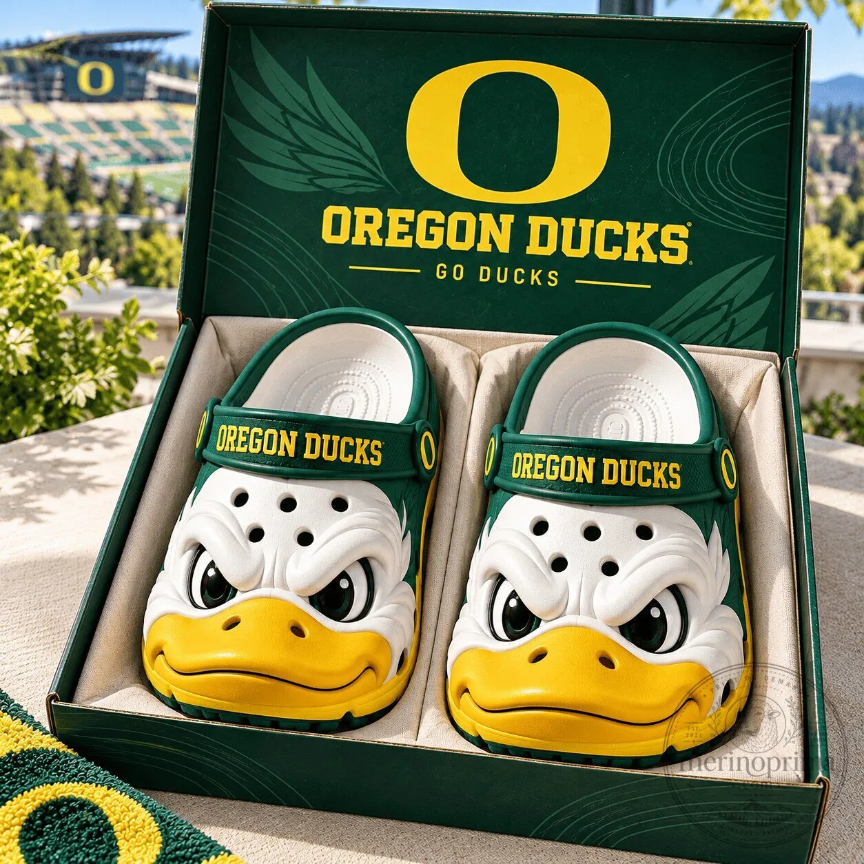 Oregon Ducks Mascot Sculpted Team Logo Crocs Shoes