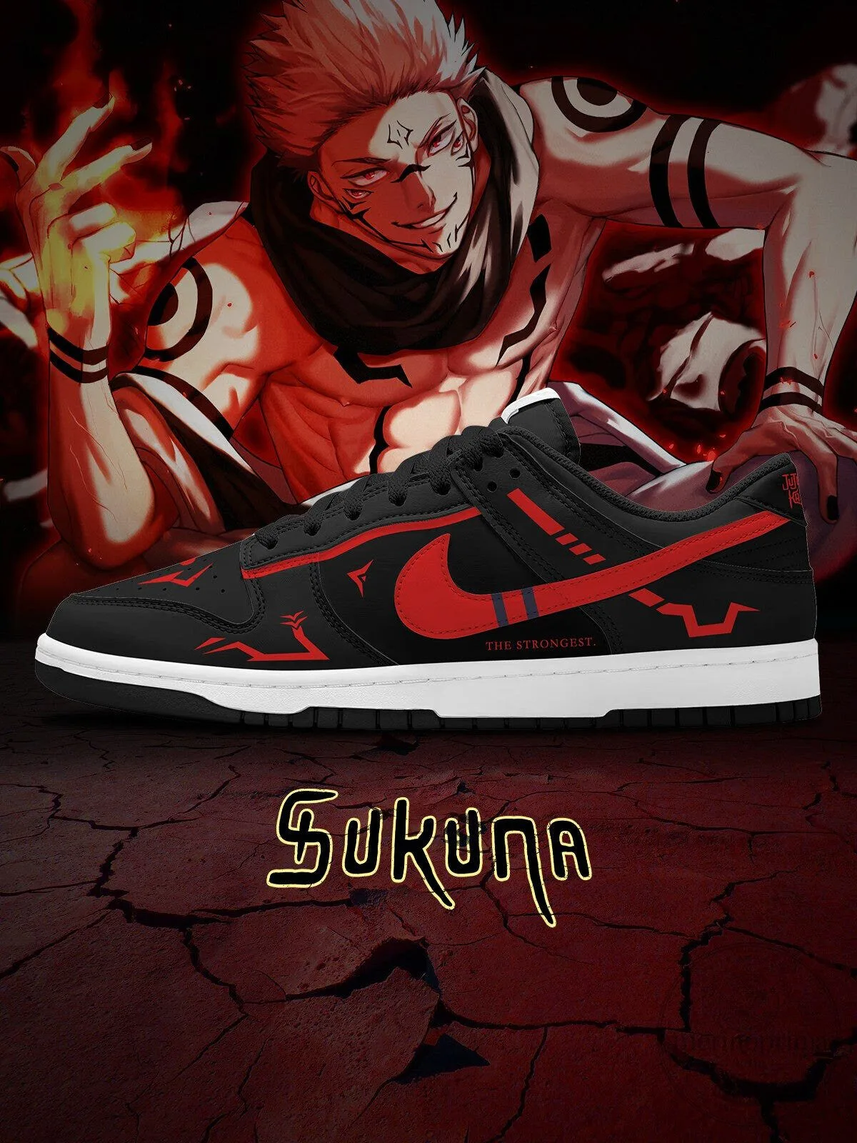 Jujutsu Kaisen Sukuna The Strongest Black and Red Custom Anime Shoes