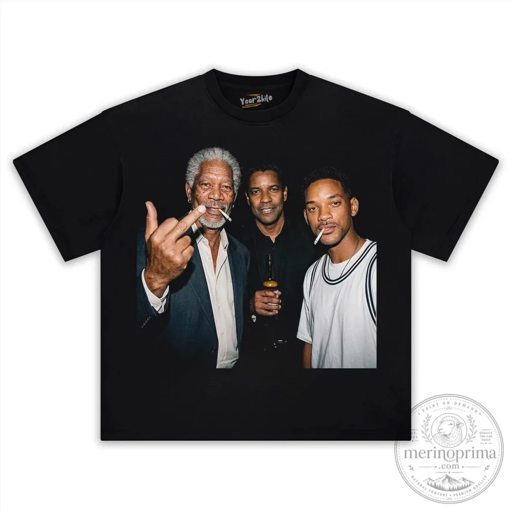 Morgan Freeman Denzel Washington Will Smith Actors Black T-Shirt Morgan Freeman Denzel Washington Will Smith Actors Black T-Shirt