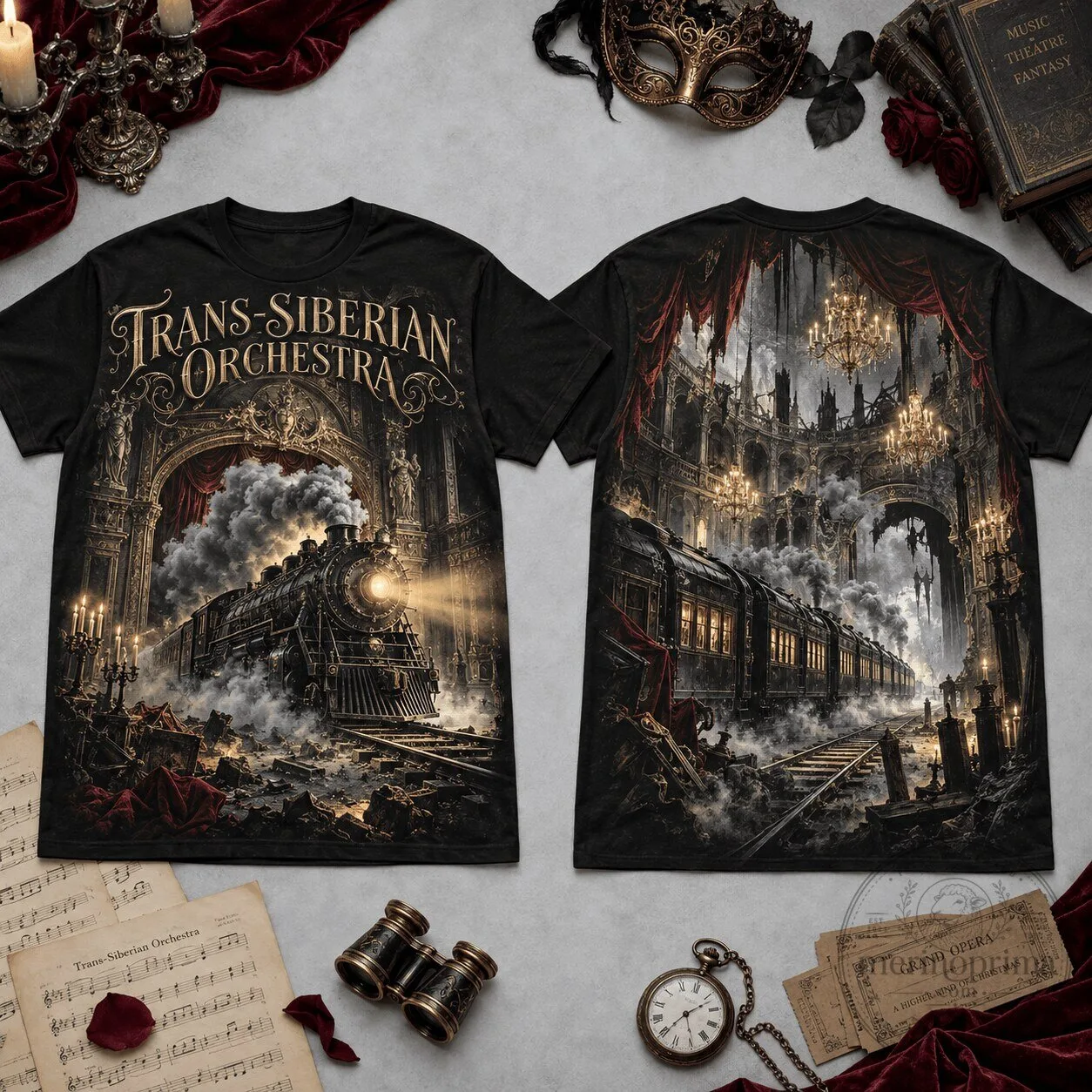 Trans-Siberian Orchestra Haunted Gothic Steam Train Rock Music Lovers T-Shirt 7 Trans-Siberian Orchestra Haunted Gothic Steam Train Rock Music Lovers T-Shirt