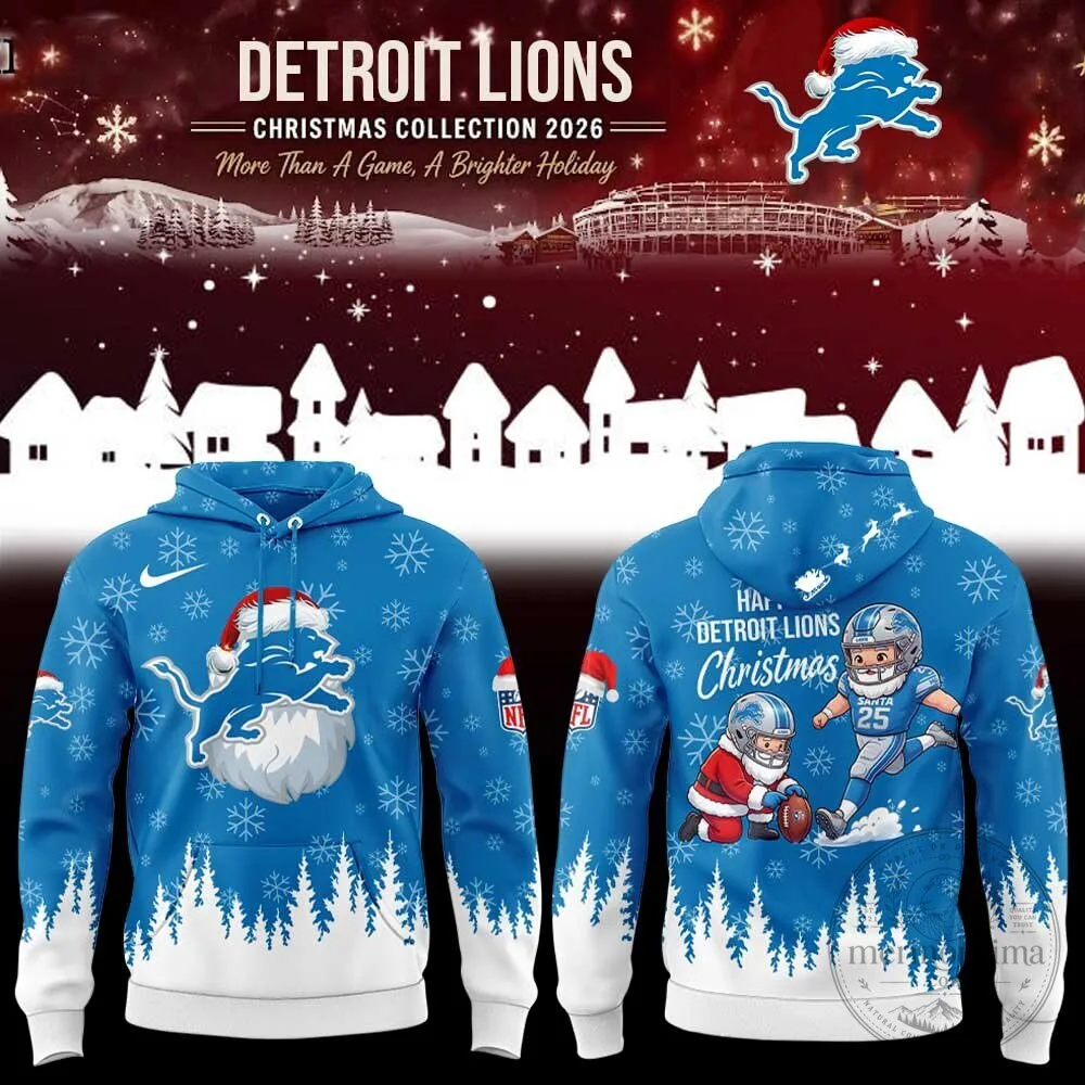 Detroit Lions Christmas Collection 2026 Holiday Snowflakes Hoodie