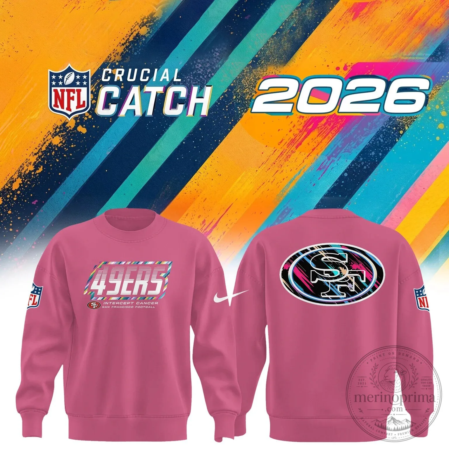 San Francisco 49ers Crucial Catch Intercept Cancer Sweatshirt