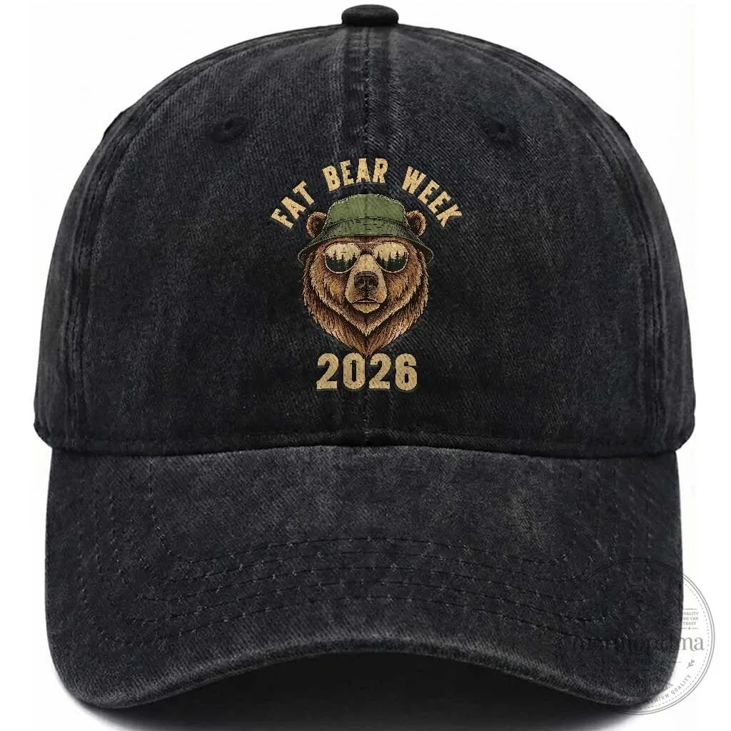 Fat Bear Week 2026 Bear With Sunglasses Washed Cotton Baseball Cap