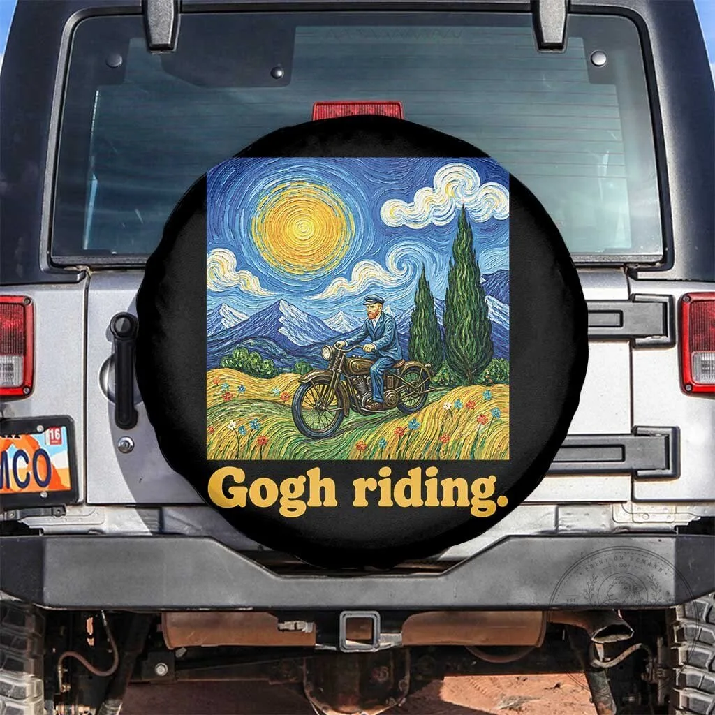 Vincent Van Gogh Starry Night Motorcycle Rider Spare Tire Cover