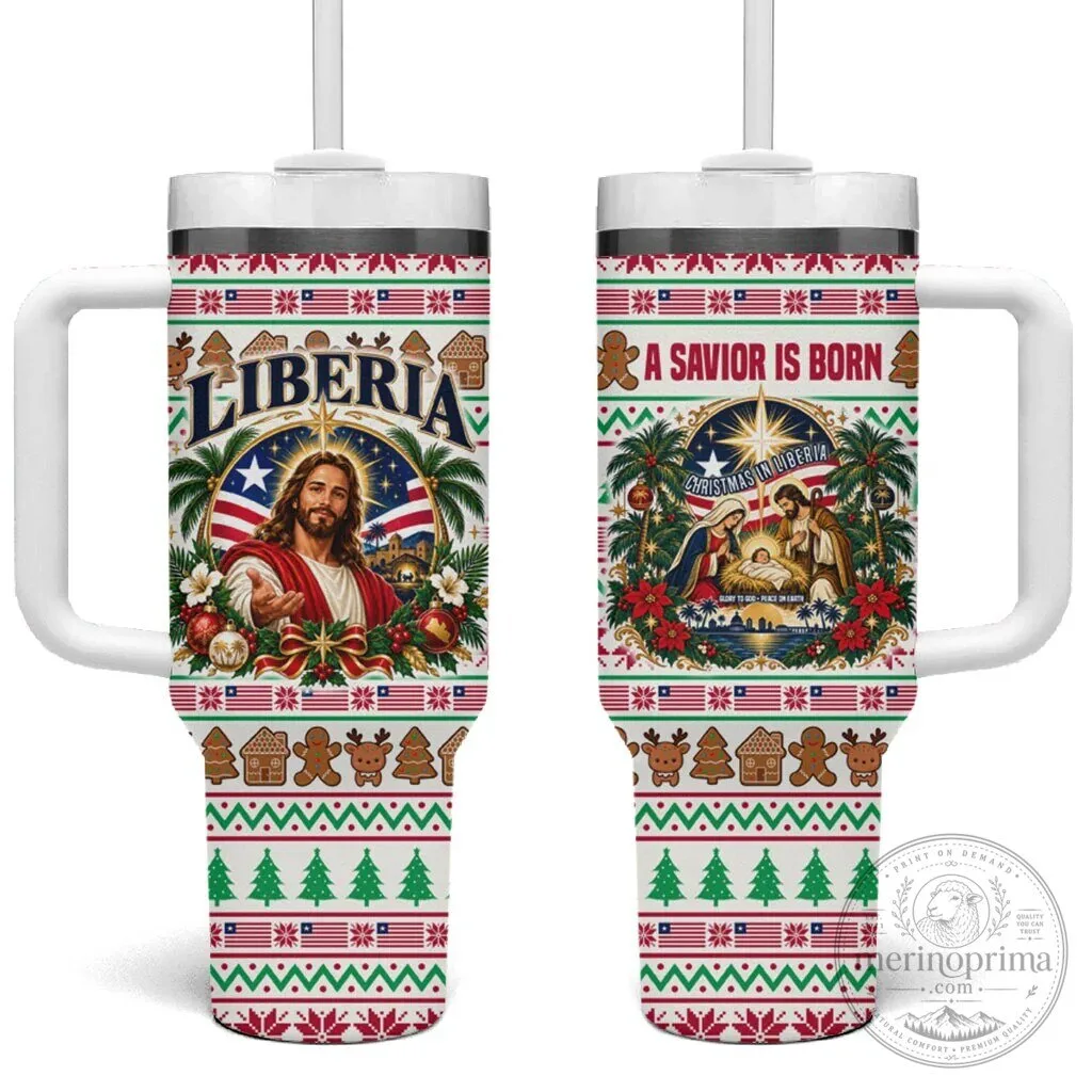 Liberia Jesus Christmas Holiday Religious Insulated Tumbler with Handle