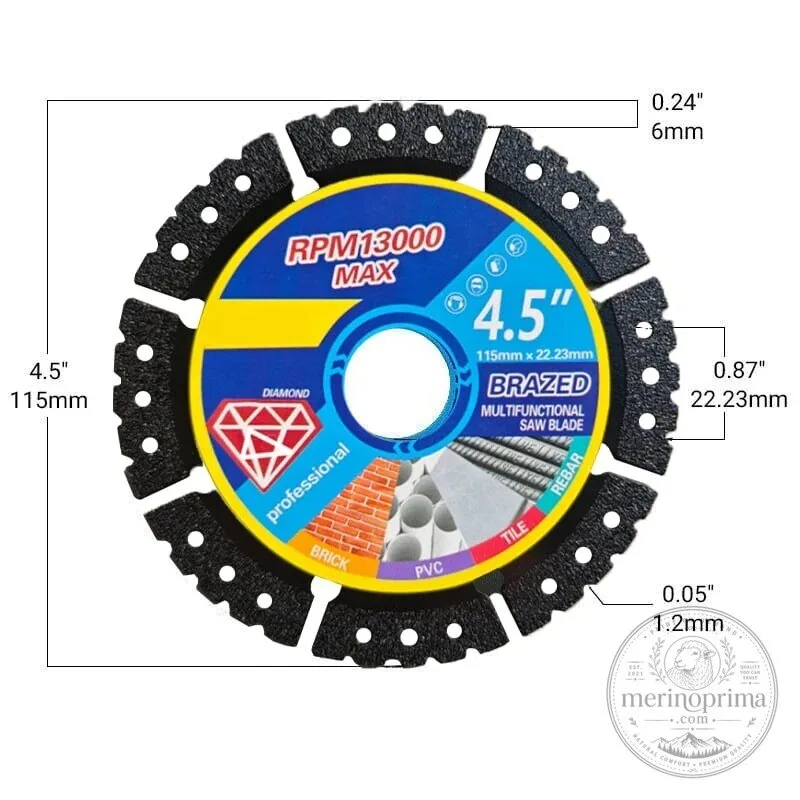 4.5 Inch Diamond Brazed Multifunctional Saw Blade for Multi-Material Cutting 15 4.5 Inch Diamond Brazed Multifunctional Saw Blade for Multi-Material Cutting