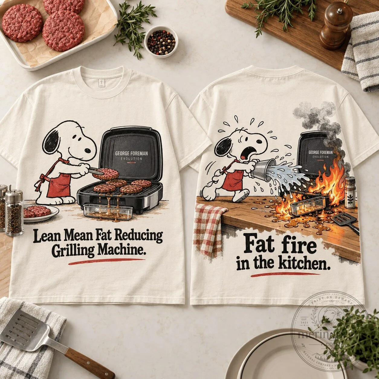 Snoopy George Foreman Grill Lean Mean Fat Reducing Grilling Machine T-Shirt 2 Snoopy George Foreman Grill Lean Mean Fat Reducing Grilling Machine T-Shirt