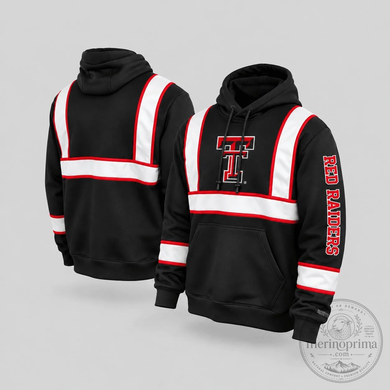 Texas Tech Red Raiders NCAA Reflective Stripe Black Hoodie