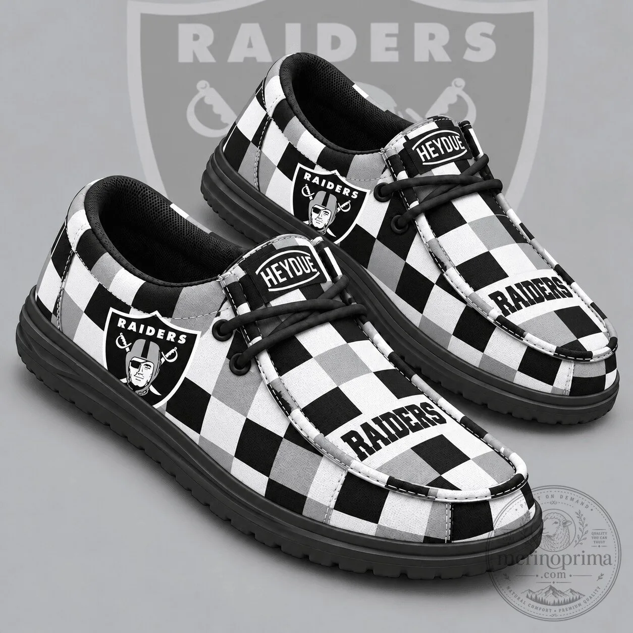 Las Vegas Raiders Black And White Checkered Pattern Casual Shoes 1 Las Vegas Raiders Black And White Checkered Pattern Casual Shoes