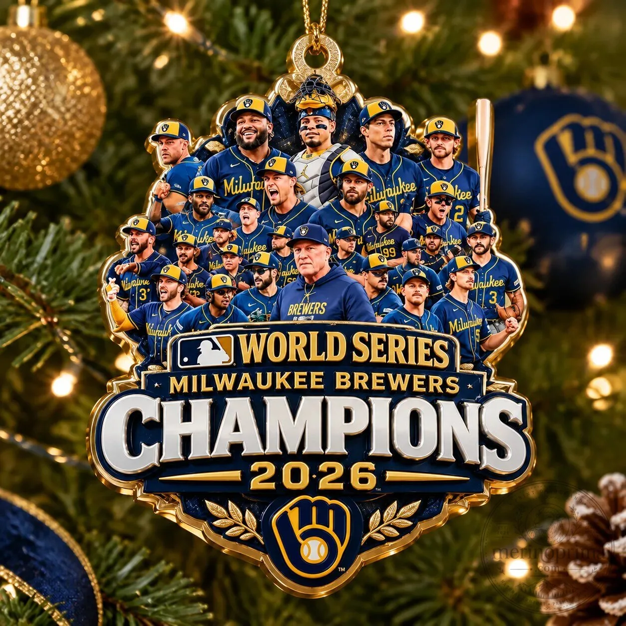 Milwaukee Brewers 2026 World Series Champions Baseball Christmas Ornament