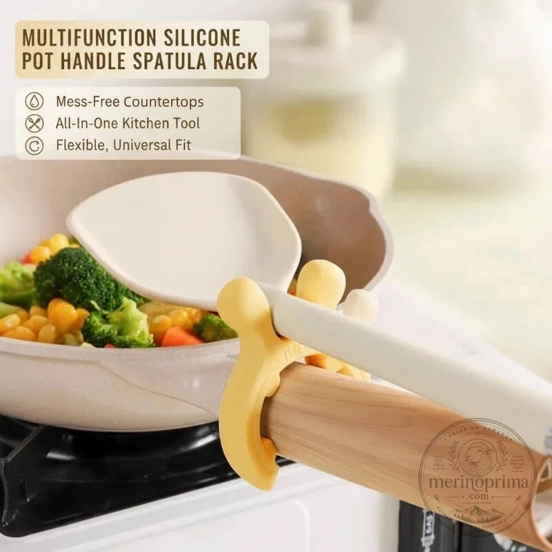 Multifunction Silicone Pot Handle Spatula Rack for Mess-Free Kitchen Countertops