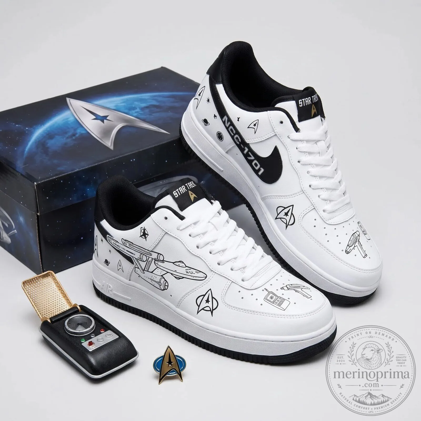 Star Trek Original Series NCC-1701 Enterprise White Low-Top Shoes 10 Star Trek Original Series NCC-1701 Enterprise White Low-Top Shoes