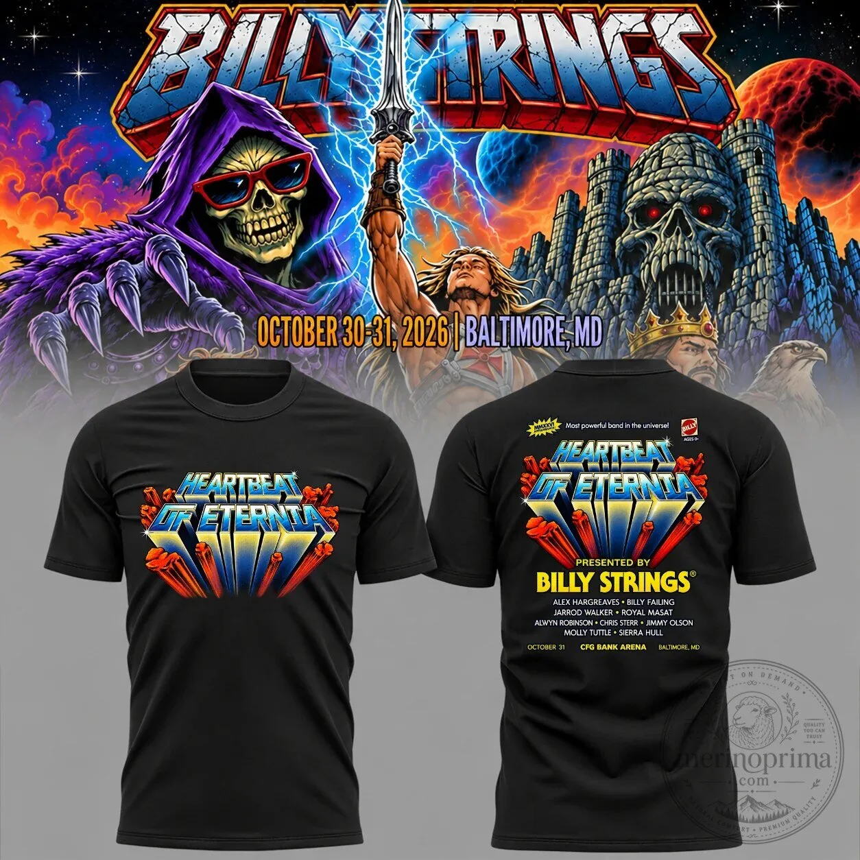 2026 Baltimore Concert T-Shirt for the Billy Strings Heartbeat of Eternia Tour